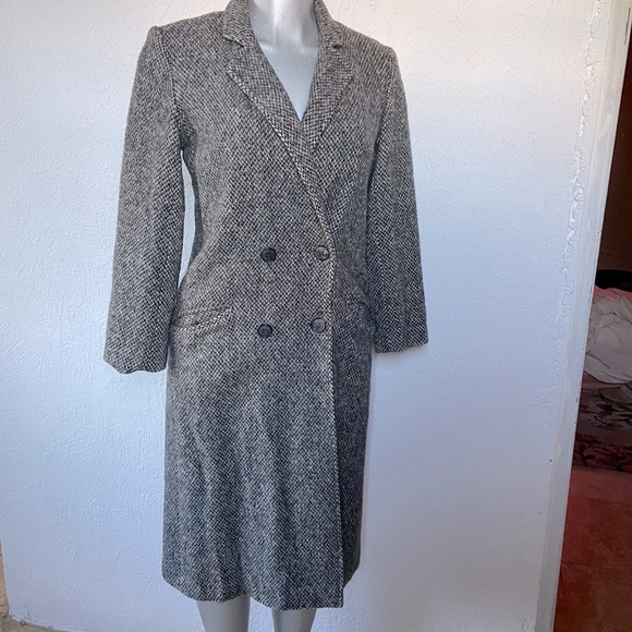 Vintage Jackets & Blazers - Vintage Wool Trench Pea Coat Peacoat Lined Cozy Warm Neutral USA Made Luxury